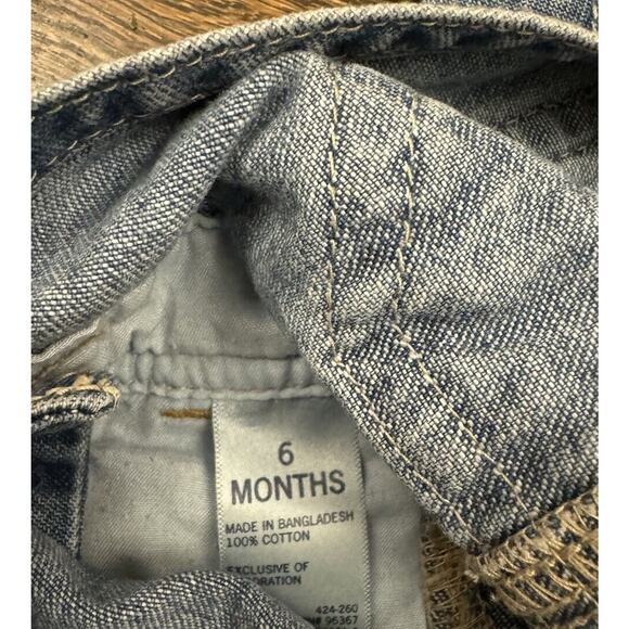 Upcycled Sustainable OshKosh B’Gosh Overalls Baby 6mo Denim Blue Jean Embroidery - Picture 9 of 9